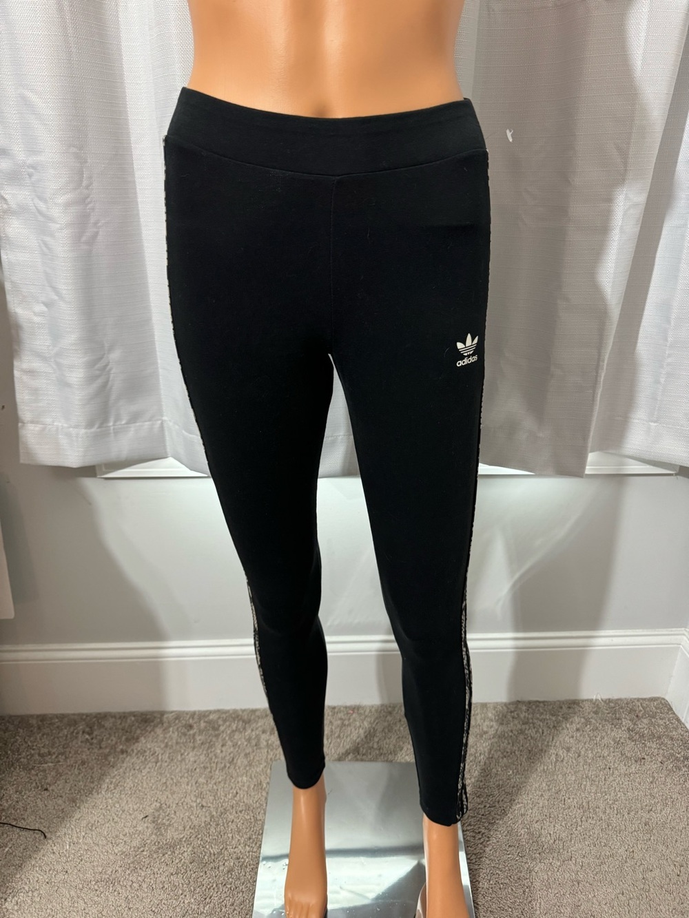 Cool Adidas size S black snake skin pull on leggings women new